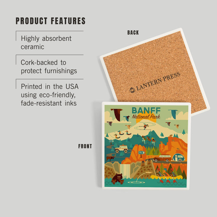 Banff National Park, Geometric, Coasters Coasters Lantern Press 
