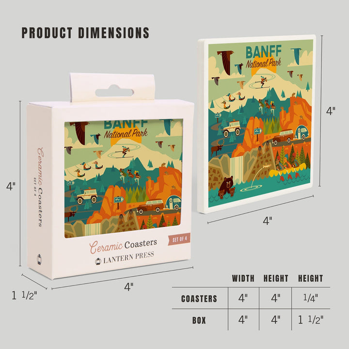 Banff National Park, Geometric, Coasters Coasters Lantern Press 