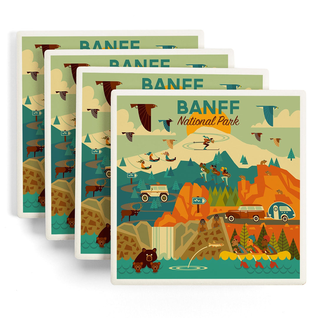 Banff National Park, Geometric, Coasters Coasters Lantern Press 