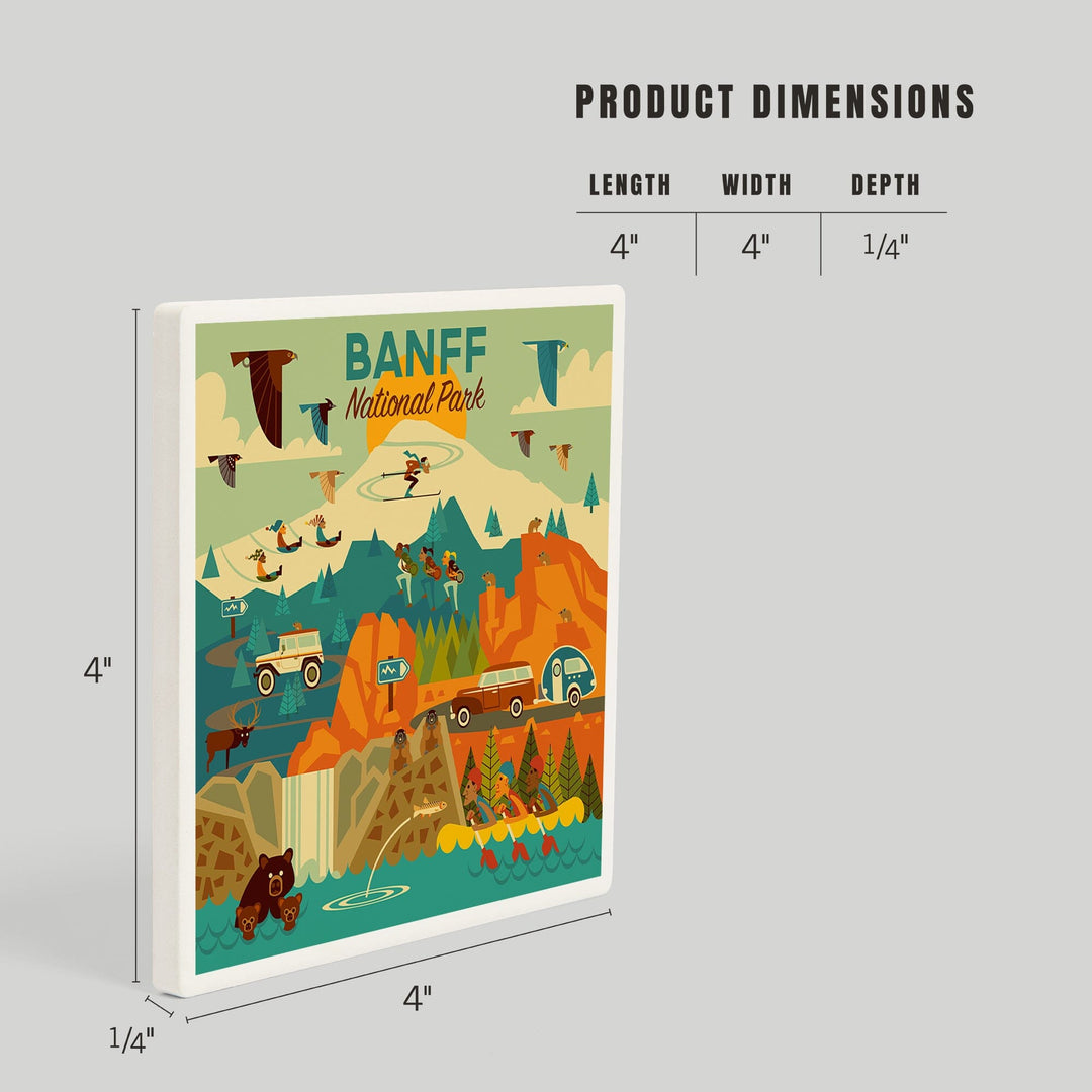 Banff National Park, Geometric, Coasters Coasters Lantern Press 