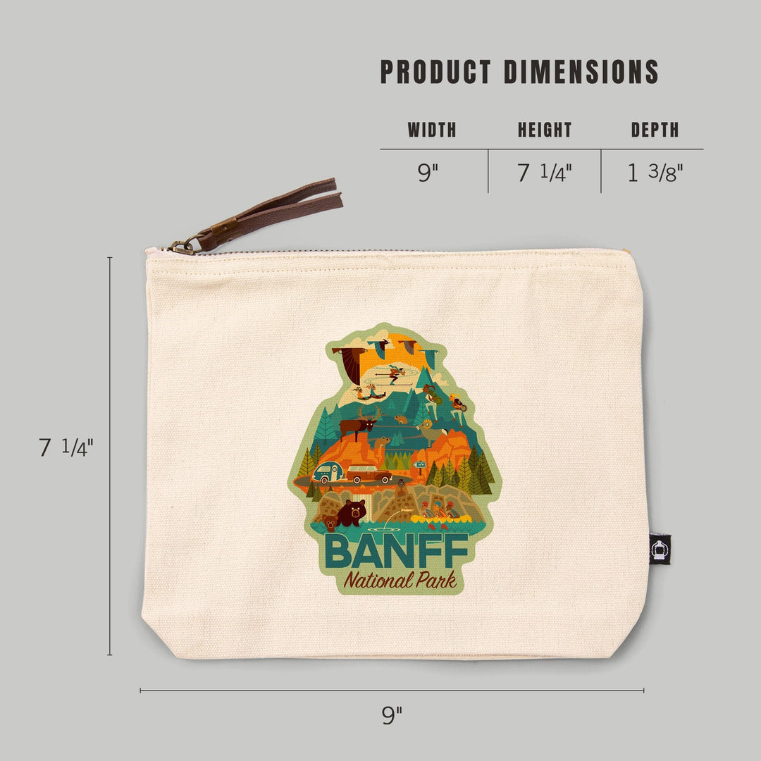 Banff National Park, Geometric,, Organic Cotton Zipper Pouch, Go Bag Go Bag Lantern Press 