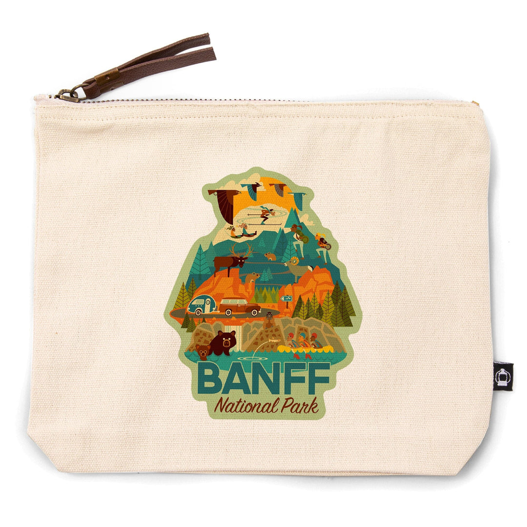 Banff National Park, Geometric,, Organic Cotton Zipper Pouch, Go Bag Go Bag Lantern Press 