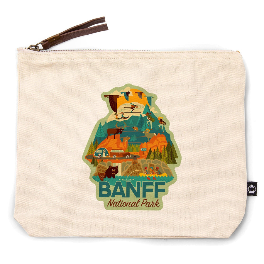 Banff National Park, Geometric,, Organic Cotton Zipper Pouch, Go Bag Go Bag Lantern Press 