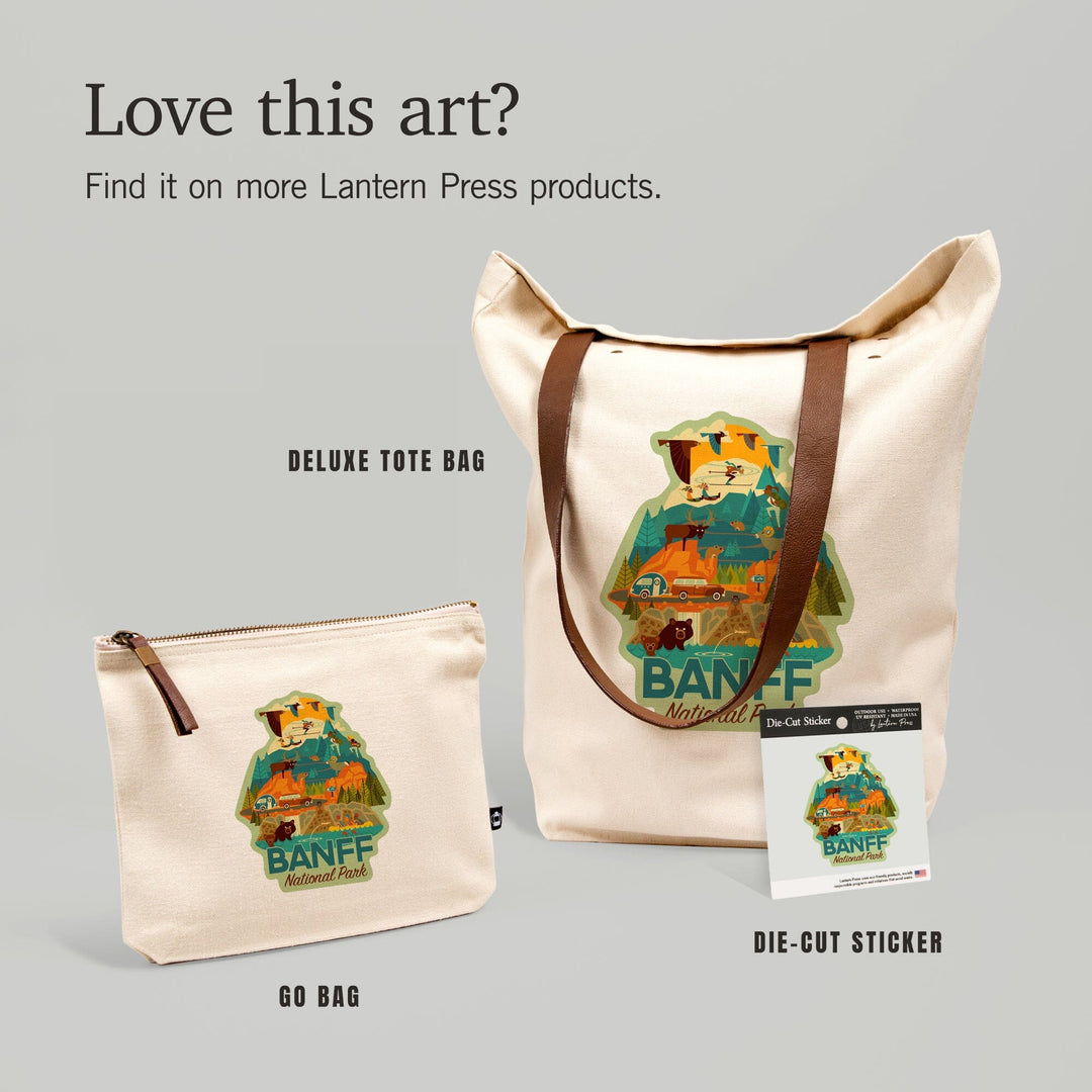 Banff National Park, Geometric,, Organic Cotton Zipper Pouch, Go Bag Go Bag Lantern Press 