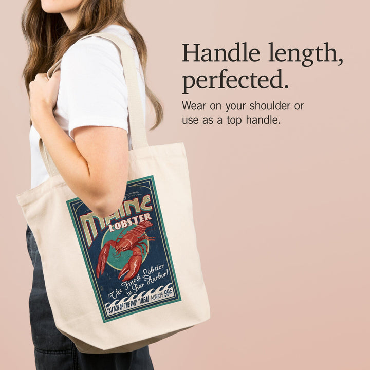 Bar Harbor, Maine, Lobster Vintage Sign, Tote Bag Totes Lantern Press 