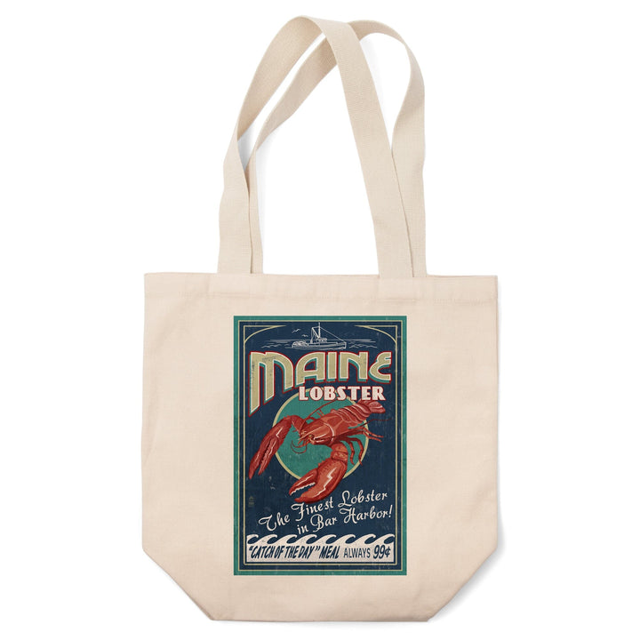 Bar Harbor, Maine, Lobster Vintage Sign, Tote Bag Totes Lantern Press 