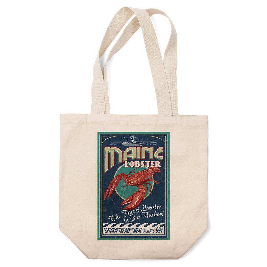 Bar Harbor, Maine, Lobster Vintage Sign, Tote Bag Totes Lantern Press 