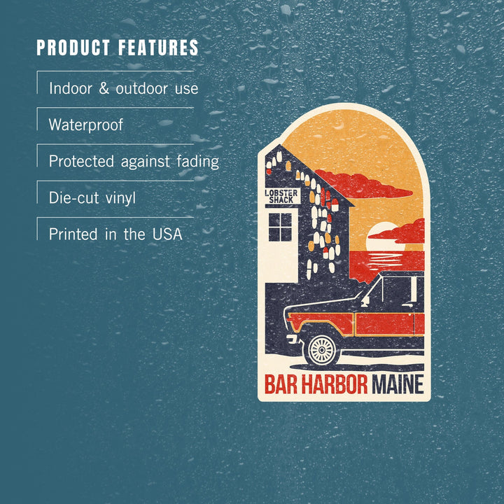 Bar Harbor, Maine, Woodblock, Contour, Lantern Press Artwork, Vinyl Sticker Sticker Lantern Press 