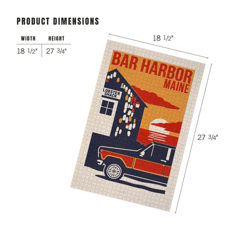 Bar Harbor, Maine, Woodblock, Jigsaw Puzzle Puzzle Lantern Press 