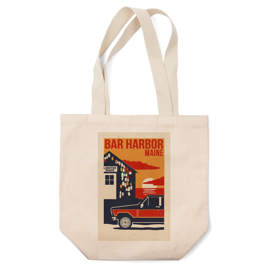 Bar Harbor, Maine, Woodblock, Lantern Press Artwork, Tote Bag Totes Lantern Press 