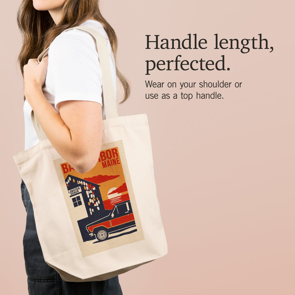 Bar Harbor, Maine, Woodblock, Tote Bag Totes Lantern Press 
