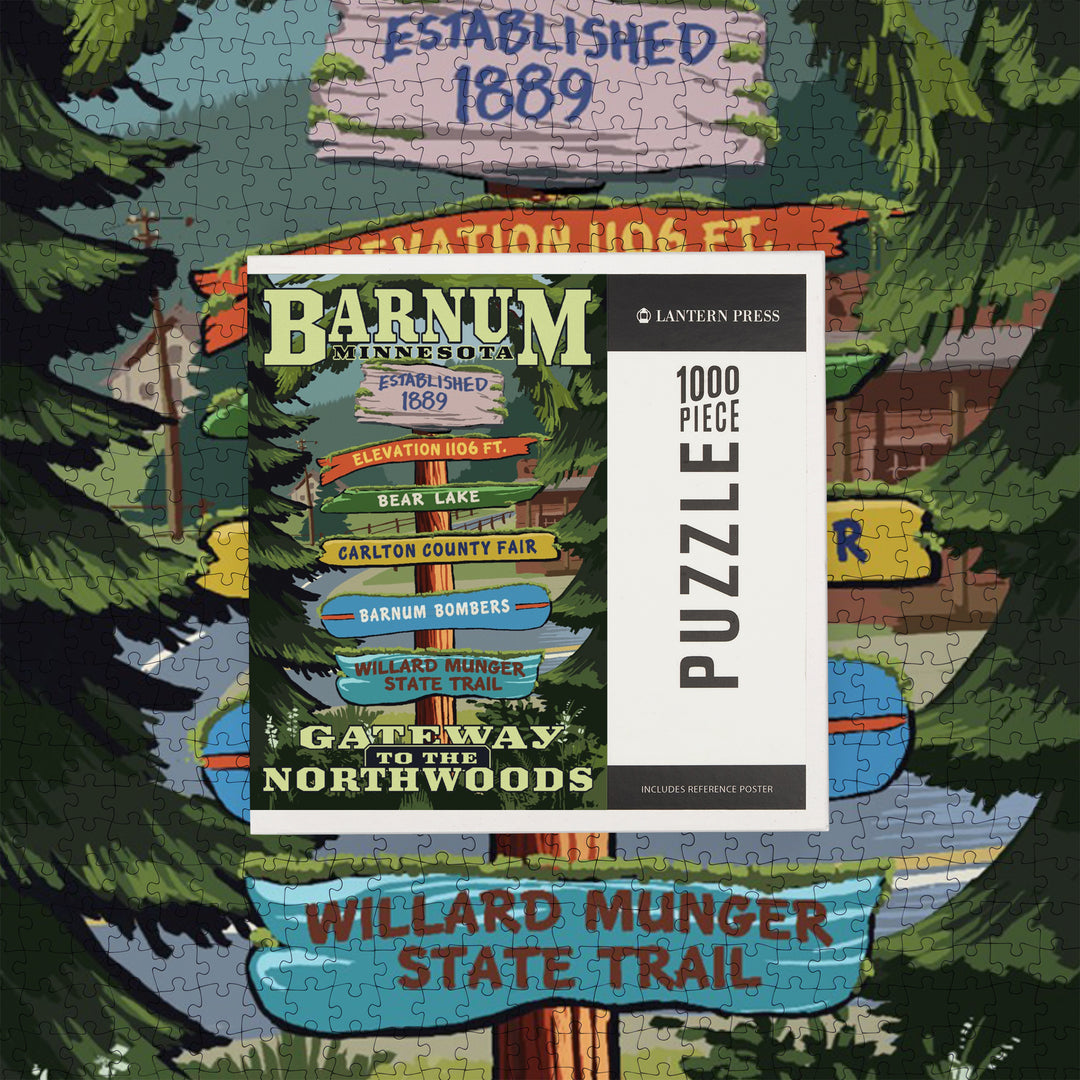 Barnum, Minnesota, Destination Signpost, Jigsaw Puzzle Puzzle Lantern Press 
