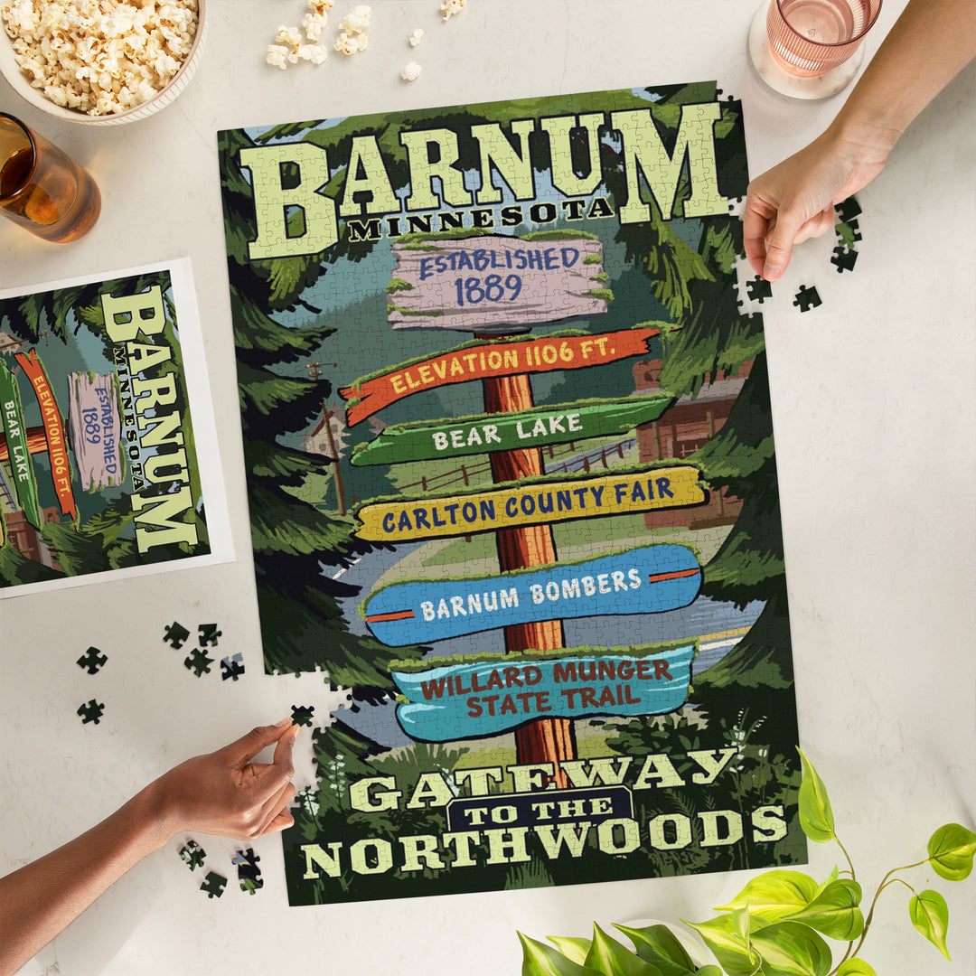 Barnum, Minnesota, Destination Signpost, Jigsaw Puzzle Puzzle Lantern Press 