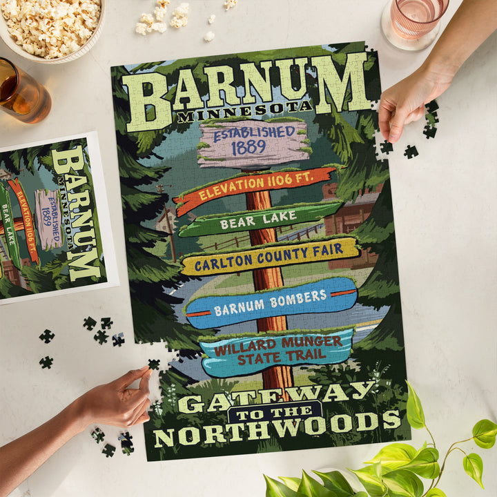 Barnum, Minnesota, Destination Signpost, Jigsaw Puzzle Puzzle Lantern Press 