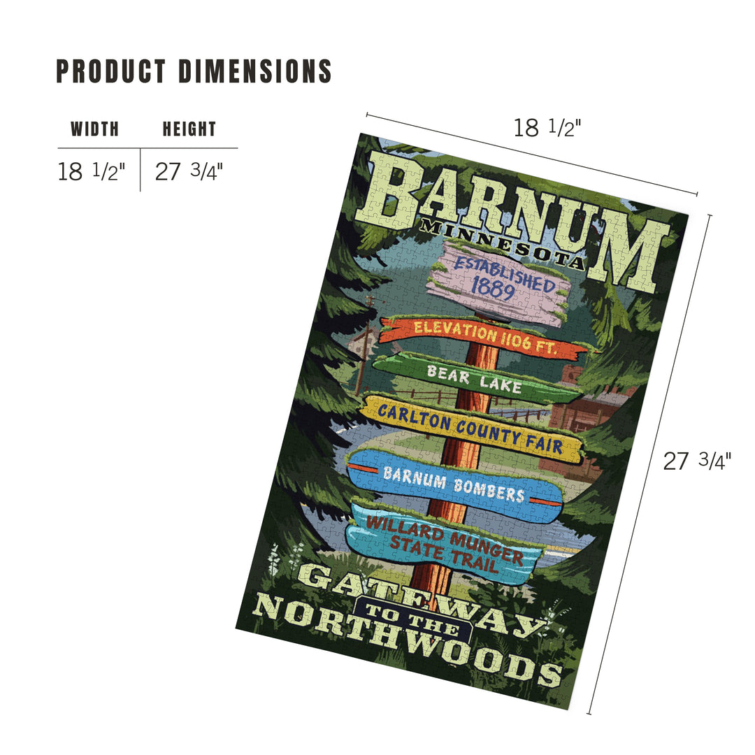 Barnum, Minnesota, Destination Signpost, Jigsaw Puzzle Puzzle Lantern Press 
