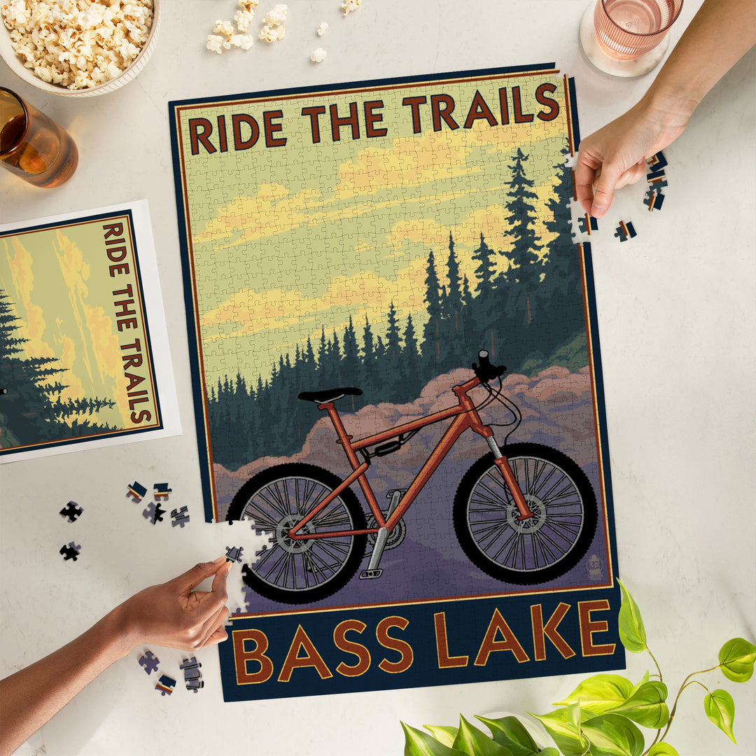 Bass Lake, California, Ride the Trails, Jigsaw Puzzle Puzzle Lantern Press 