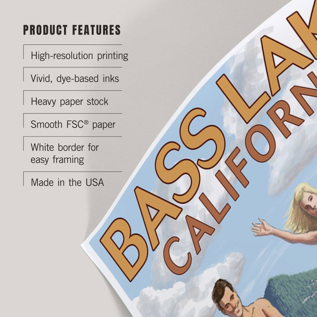 Bass Lake, California, Water Skiing, Art & Giclee Prints Art Lantern Press 