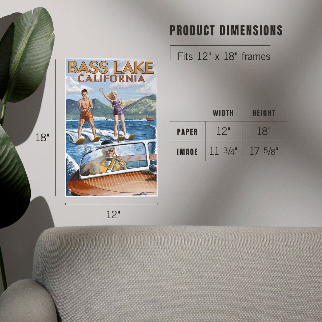 Bass Lake, California, Water Skiing, Art & Giclee Prints Art Lantern Press 