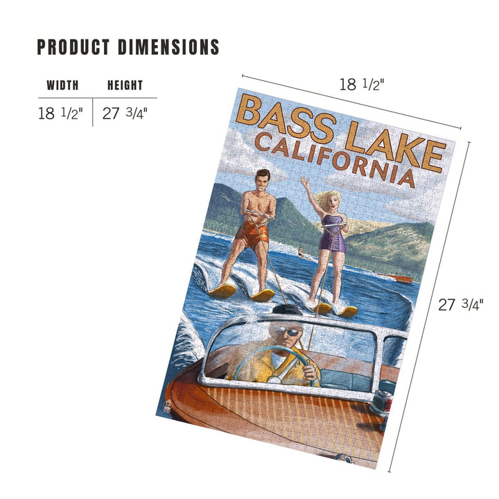 Bass Lake, California, Water Skiing, Jigsaw Puzzle Puzzle Lantern Press 