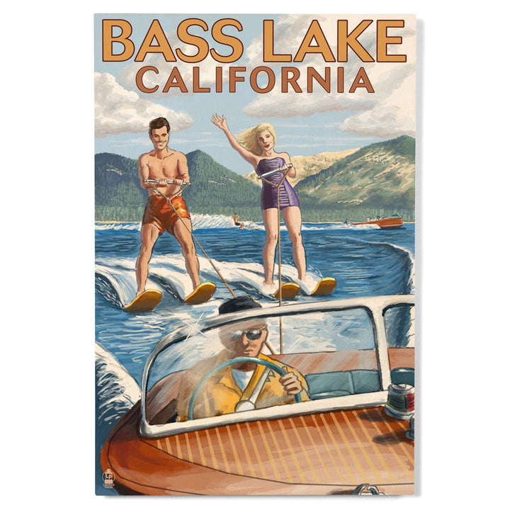 Bass Lake, California, Water Skiing, Lantern Press Artwork, Wood Signs and Postcards Wood Lantern Press 