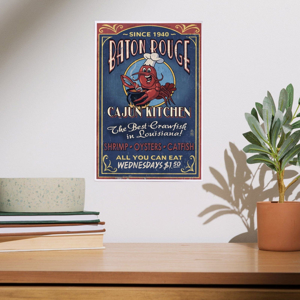 Baton Rouge, Louisiana, Cajun Kitchen Vintage Sign, Art & Giclee Prints Art Lantern Press 