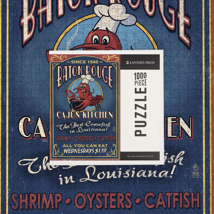 Baton Rouge, Louisiana, Cajun Kitchen Vintage Sign, Jigsaw Puzzle Puzzle Lantern Press 