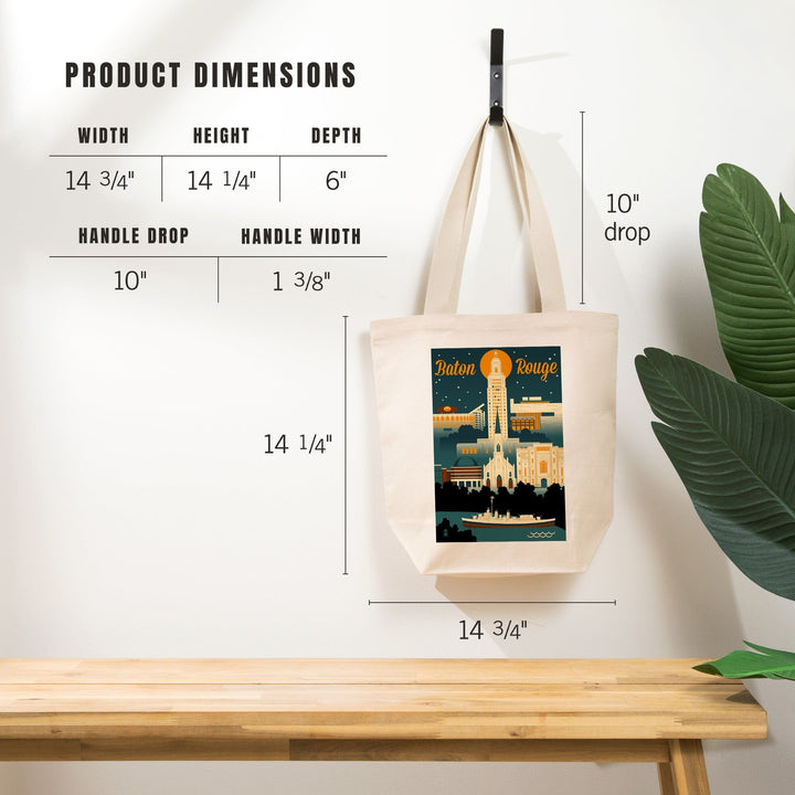 Baton Rouge, Louisiana, Retro Skyline, Tote Bag Totes Lantern Press 