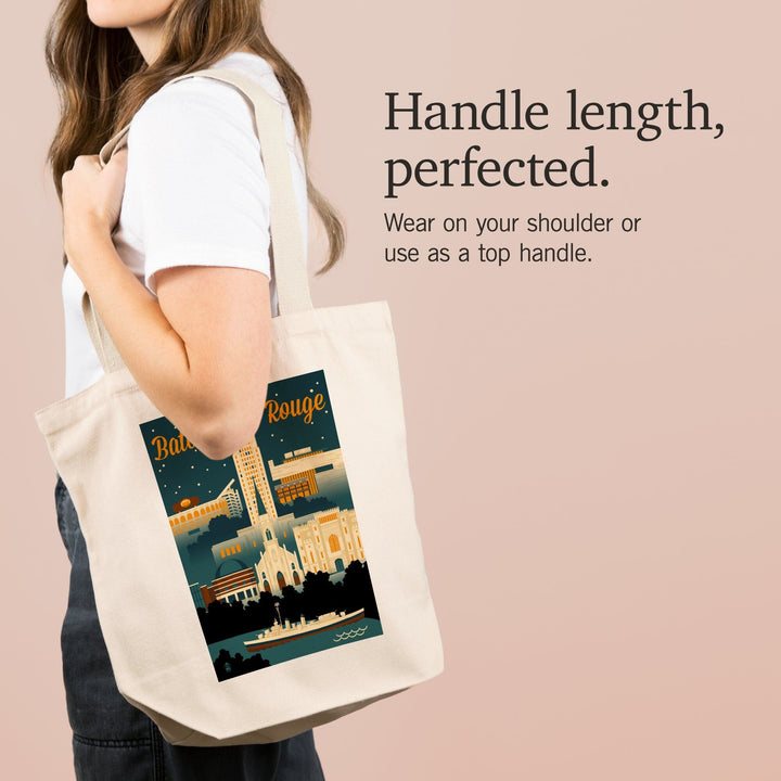 Baton Rouge, Louisiana, Retro Skyline, Tote Bag Totes Lantern Press 