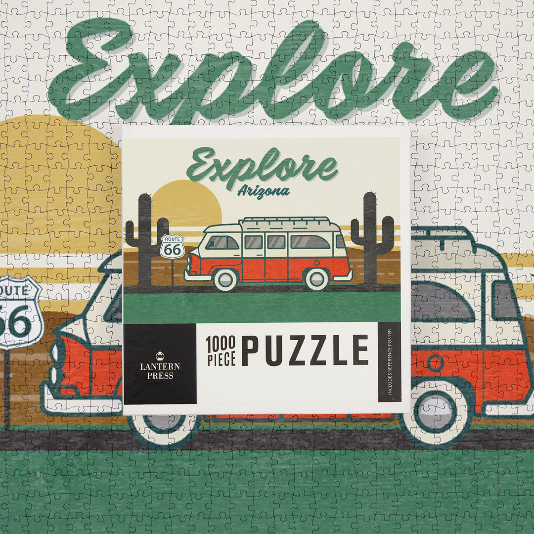 Explore, Arizona, Route 66, The Mother Road, Camper Van, Jigsaw Puzzle