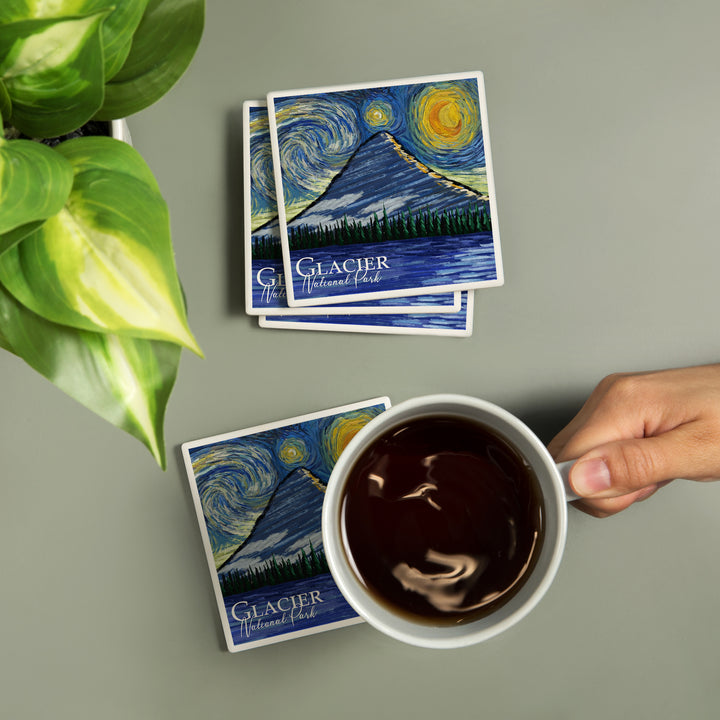 Glacier National Park, Montana, Bearhat Peak and Hidden Lake, Starry Night, Coasters