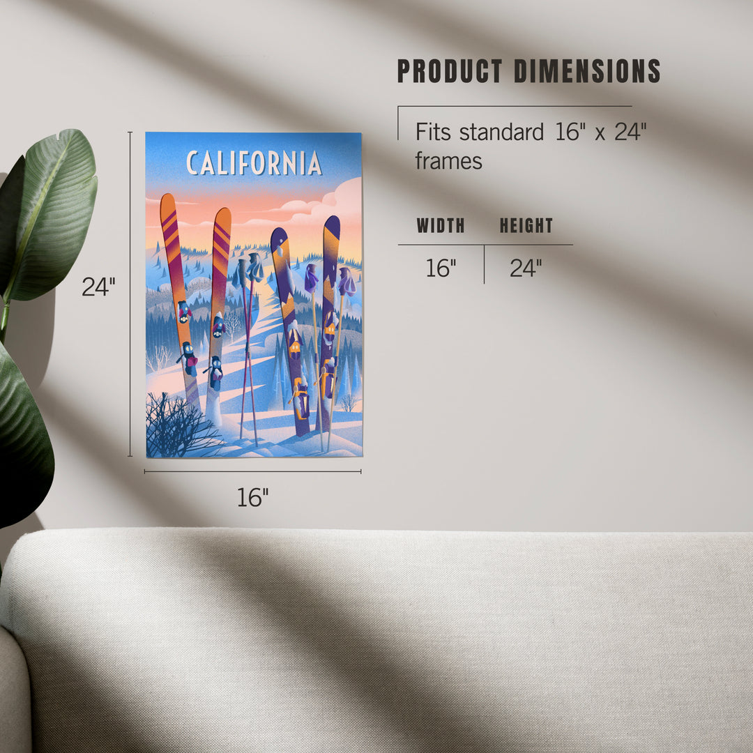 California, Prepare for Takeoff, Skis In Snowbank, Art & Giclee Prints