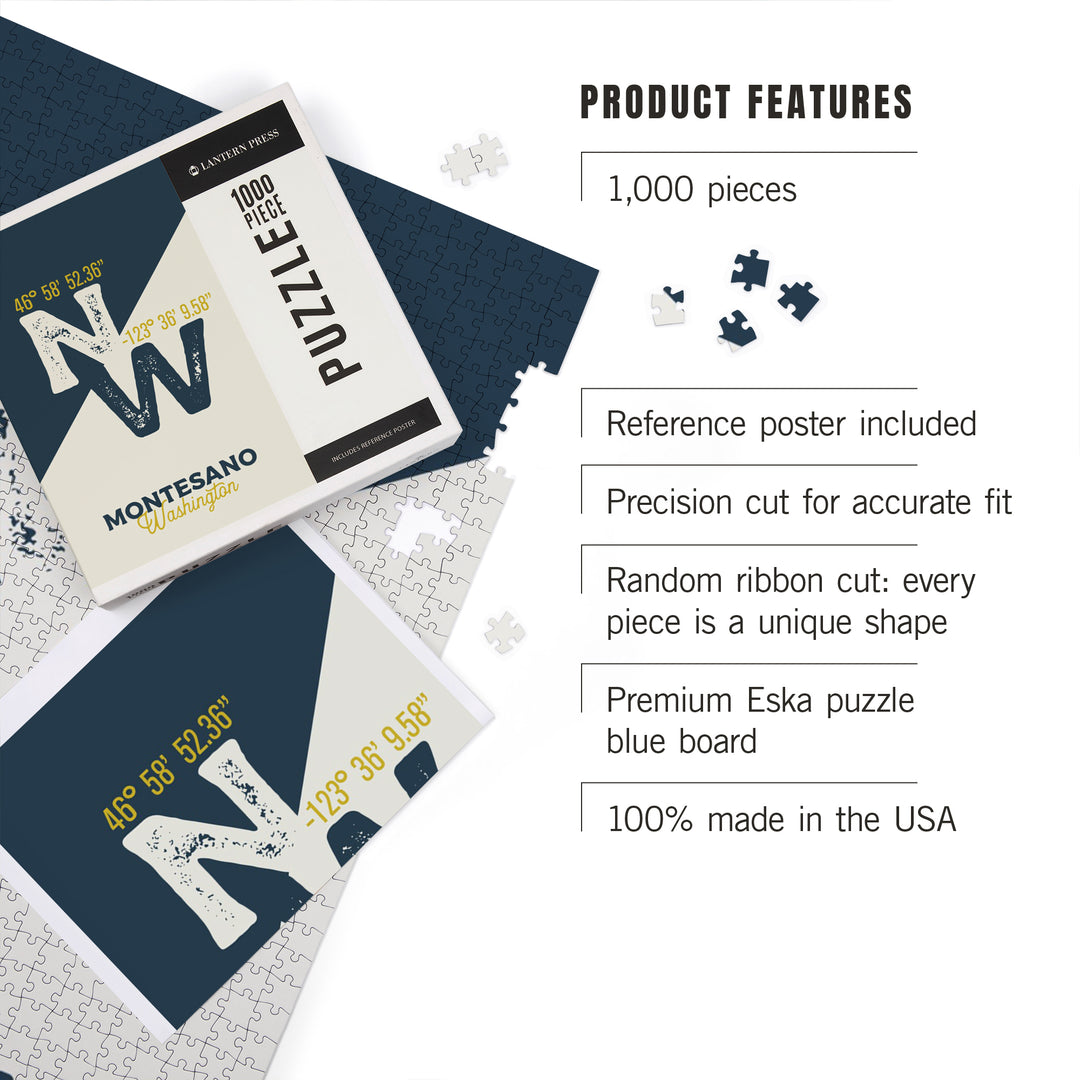 Montesano, Washington, Longitude Latitude, Local Love, 1000 Piece Jigsaw Puzzle