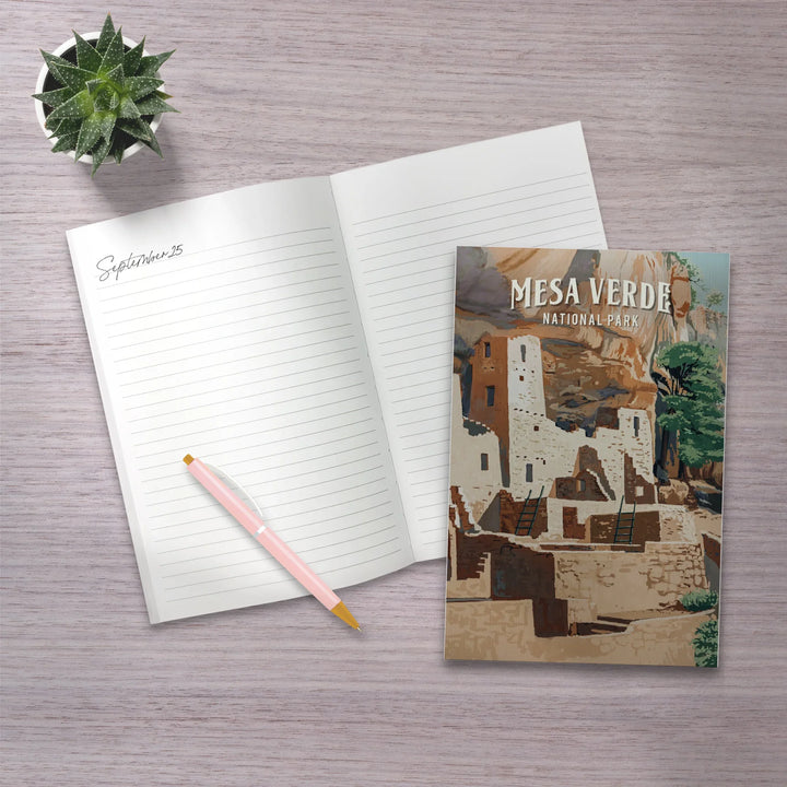 Lined 6x9 Journal, Mesa Verde National Park, Colorado, Painterly National Park Series, Lay Flat, 193 Pages, FSC paper