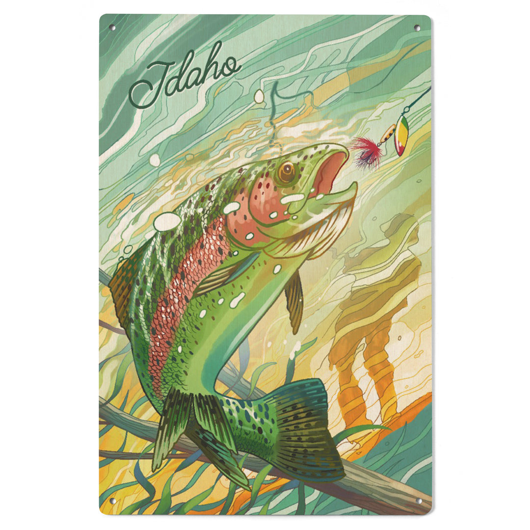 Idaho, Fishing, Underwater Trout, Wood Signs and Postcards - Lantern Press