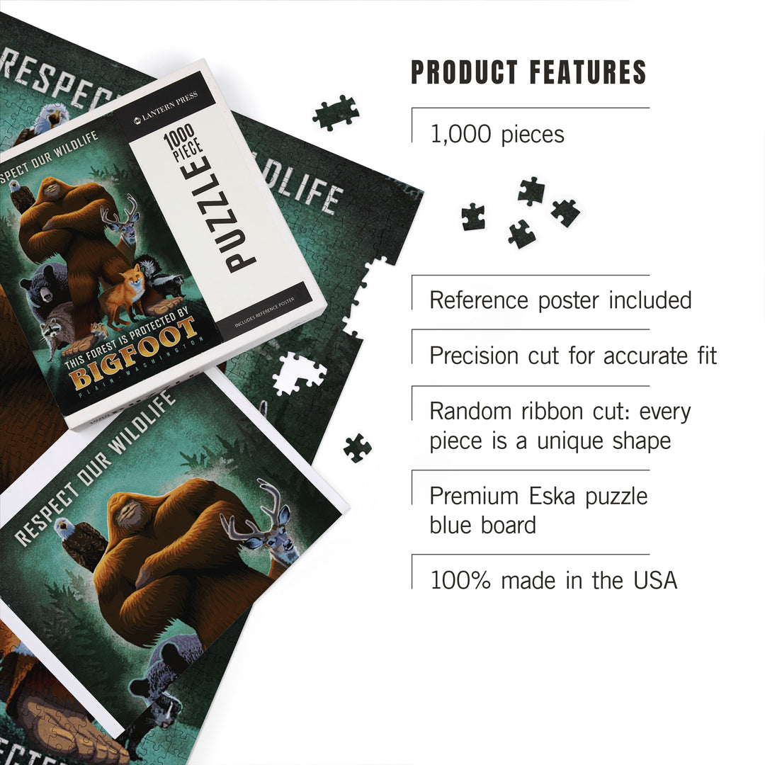 Plain, Washington, This Forest is Protected by Bigfoot, 1000 Piece Jigsaw Puzzle