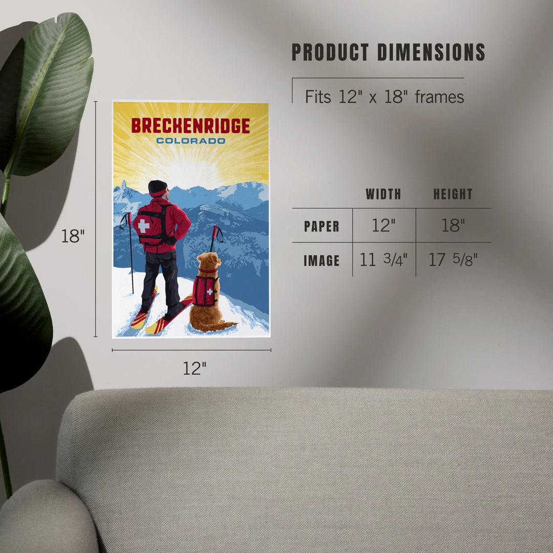 Breckenridge, Colorado, Painterly, Ski Patrol with Avalanche Dog, Art & Giclee Prints