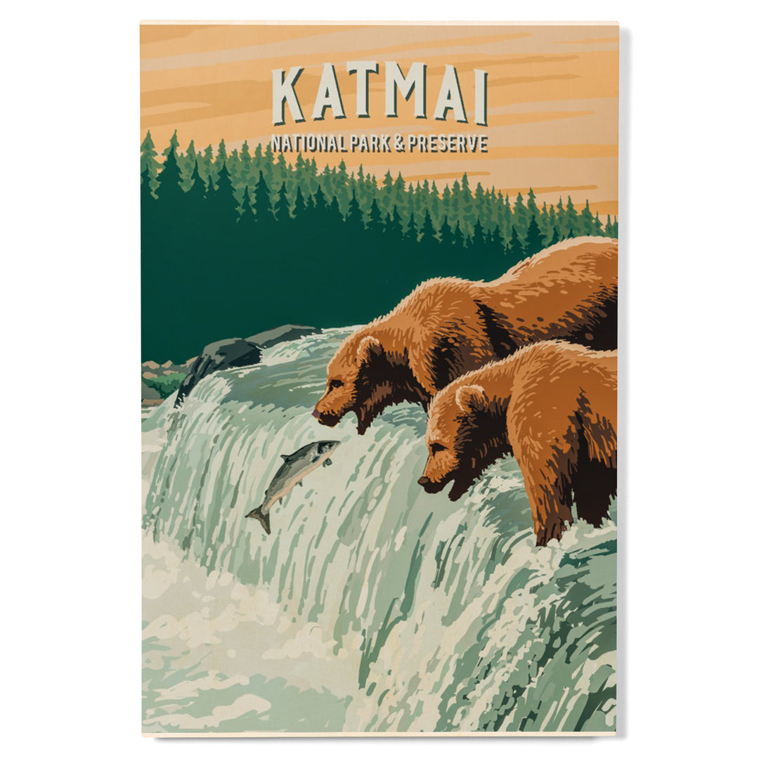 Katmai National Park, Alaska, Painterly National Park Series, Wood Signs and Postcards
