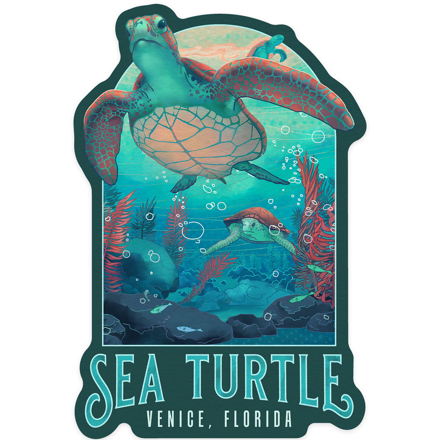 Venice, Florida, Fluid Linework, Sea Turtle, Contour, outdoor vinyl stickers