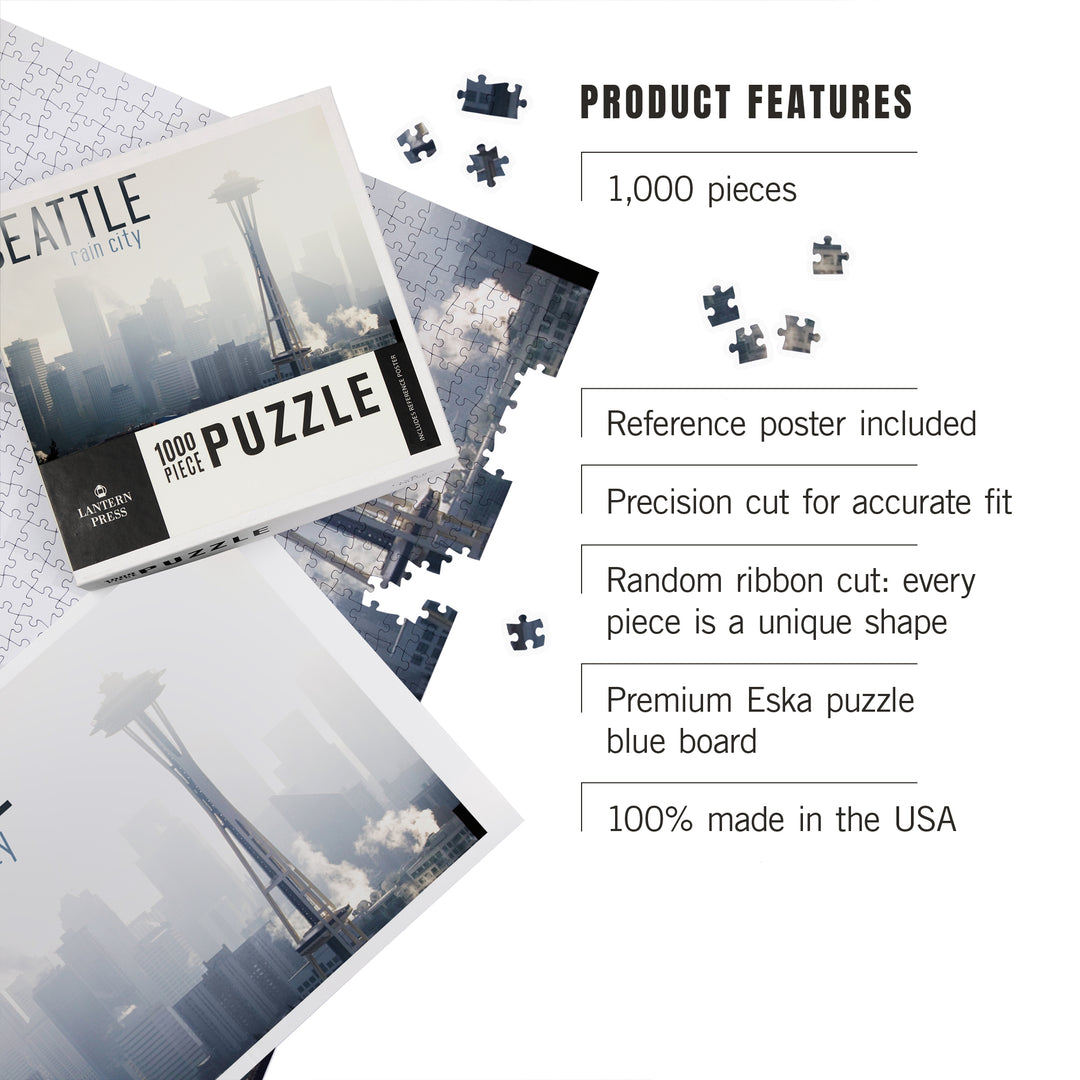 Seattle, Washington, Space Needle and Skyline Fog, 1000 Piece Jigsaw Puzzle