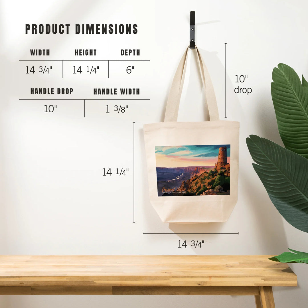 Grand Canyon National Park, Watchtower, Oil Painting, Tote Bag