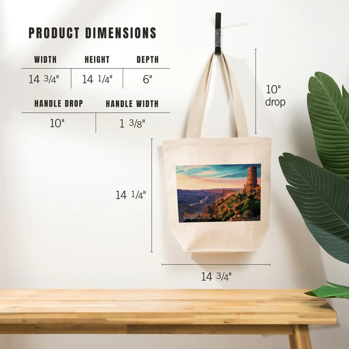 Grand Canyon National Park, Watchtower, Oil Painting, Tote Bag