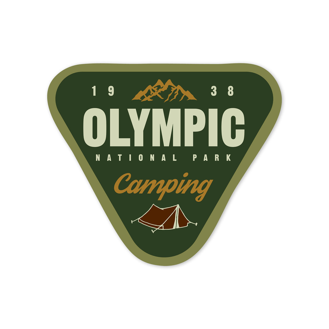 Olympic National Park, Washington, Camping, Contour, Lantern Press Artwor, Vinyl Sticker