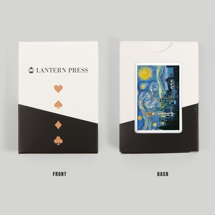 Playing Cards, Seattle, Washington, Starry Night City Series, 52 Card Deck with Jokers in Box, Unique Art
