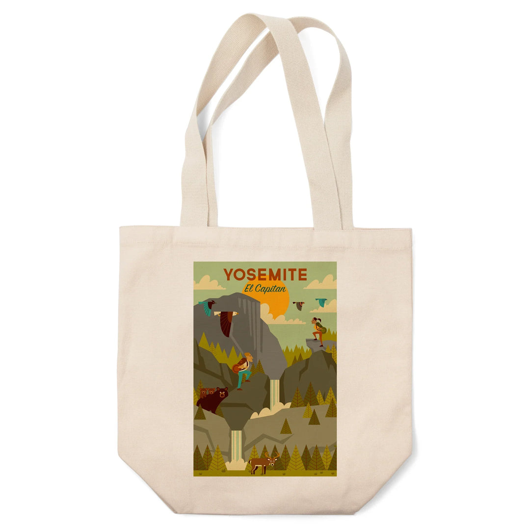 Yosemite National Park, California, El Capitan, Geometric National Park Series, Tote Bag