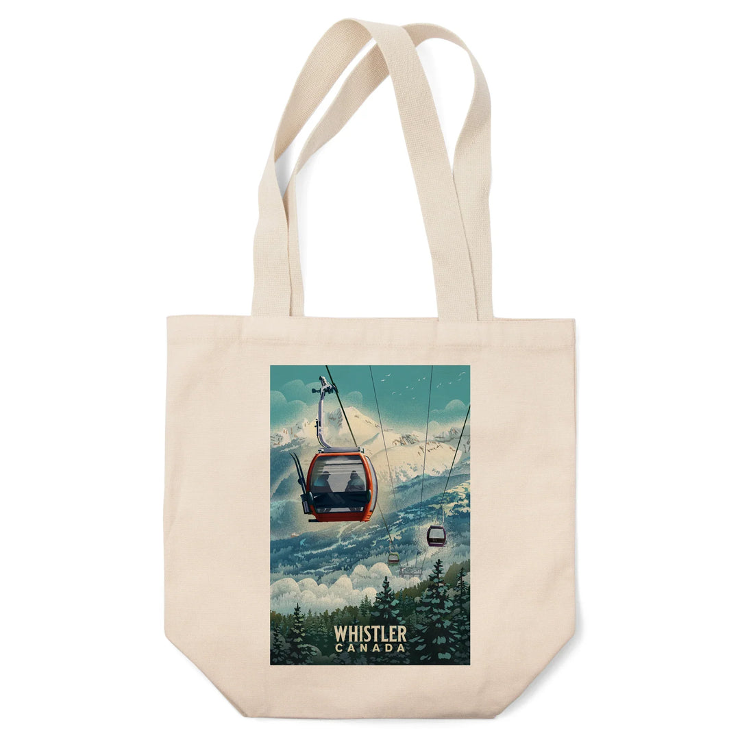 Whistler, British Columbia, Lithograph, Gondola, Tote Bag