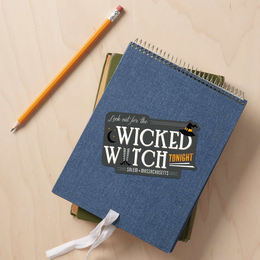 Salem, Massachusetts, Look Out For the Wicked Witch, Contour, Vinyl Sticker