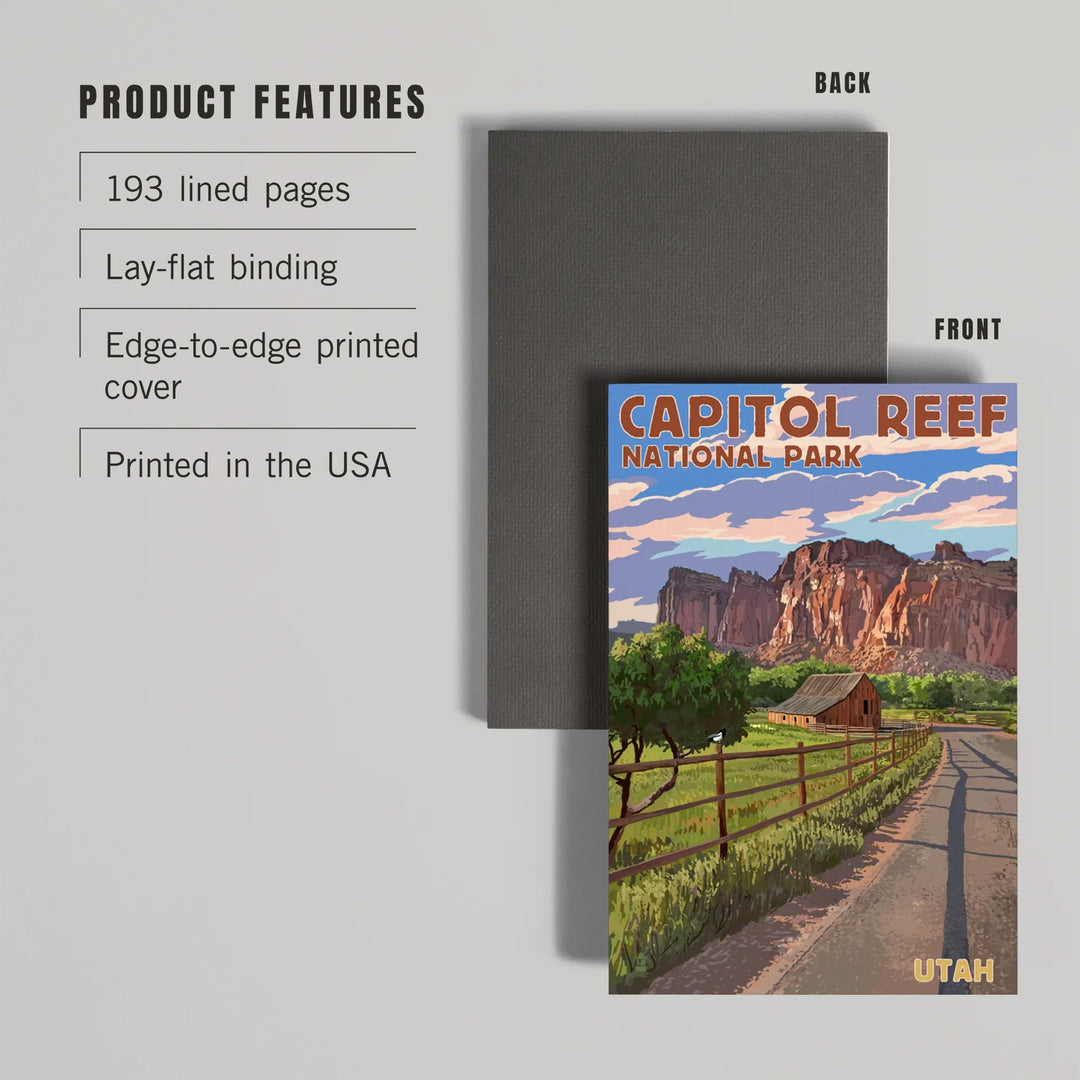 Lined 6x9 Journal, Capitol Reef National Park, Utah, Barn View, Painterly Series, Lay Flat, 193 Pages, FSC paper