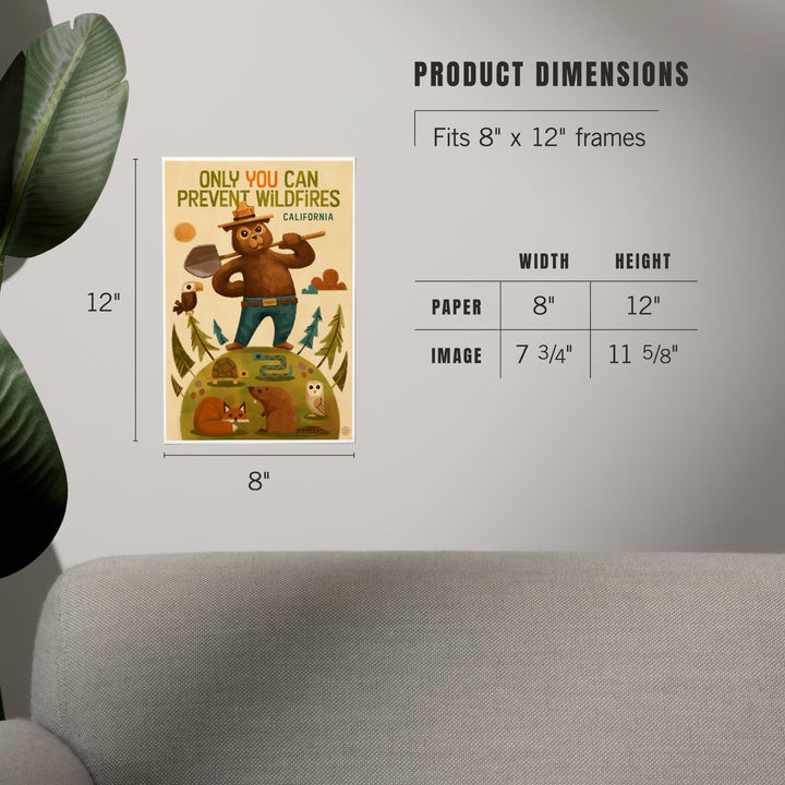California, Smokey Bear with Shovel, Only You can prevent Wildfires, Art & Giclee Prints