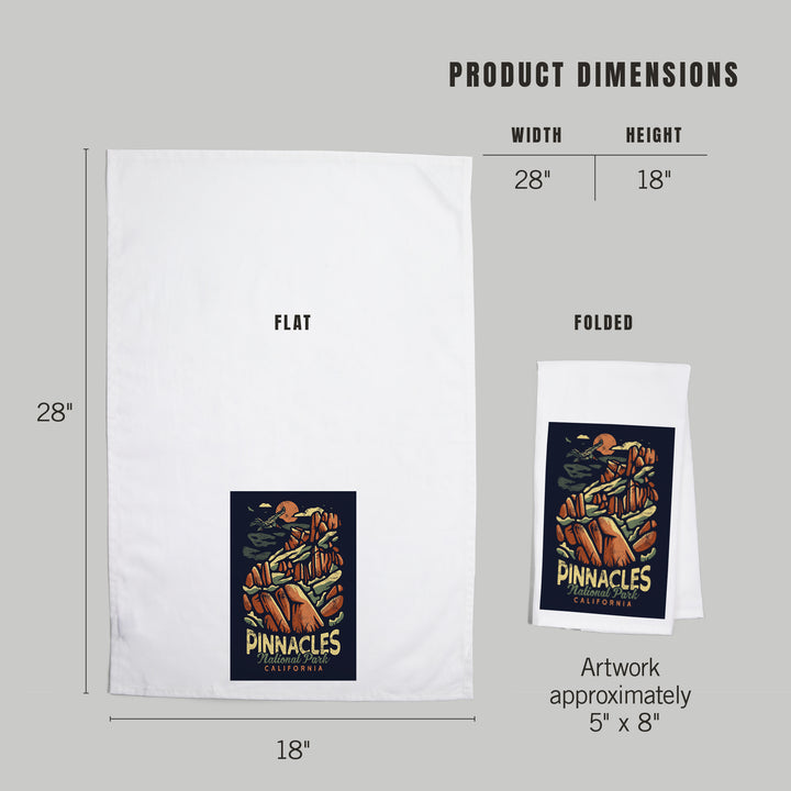 Pinnacles National Park, Distressed Vector, Organic Cotton Kitchen Tea Towels