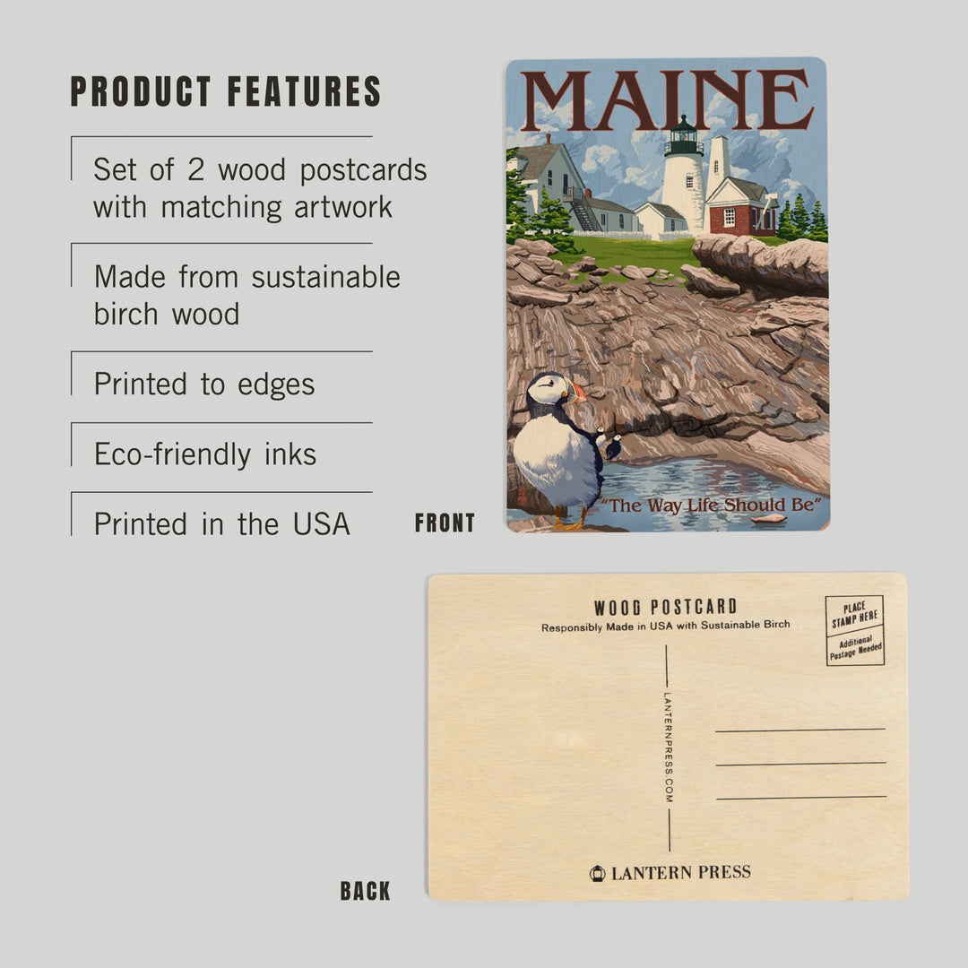 Maine, The Way Life Should Be, Lighthouse and, Wood Sign and Postcards